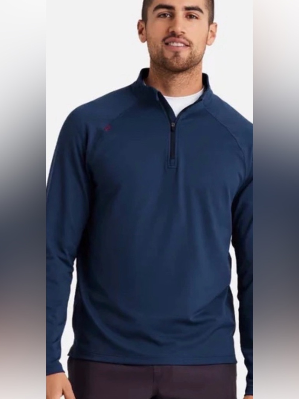 RHONE Men's Deep Navy Quarterzip Performance Long-Sleeve